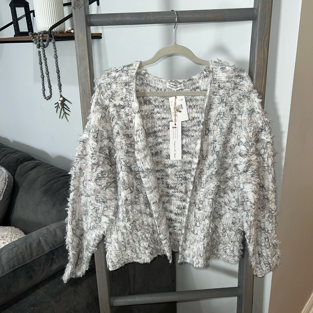 woven heart Lagenlook cardigan sweater new with tag